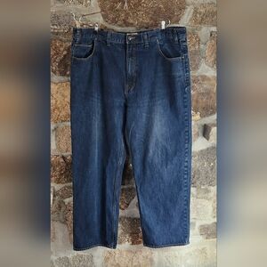 Foundry Mens Relaxed Straight Jeans Size 46x32 100% Cotton Blue Denim